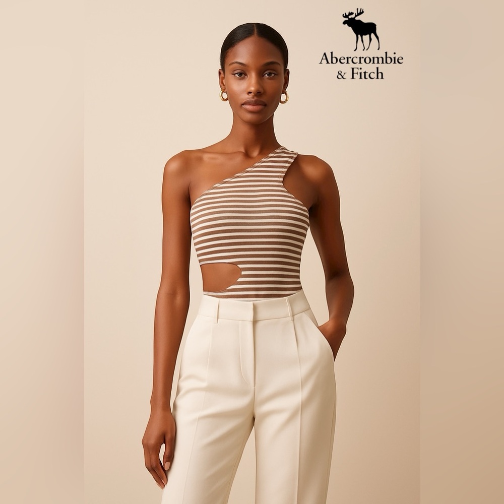 🛍️SALE🛍️Abercrombie & Fitch Women’s Rib Sleeveless Striped Bodysuit with Cutouts - Picture 8 of 8